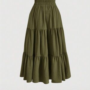 SHEIN Forest Green Tiered A-Line Skirt
